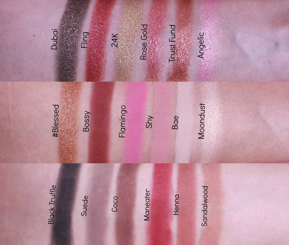 Huda Beauty Textured Rose Gold Eyeshadow Palette Swatches